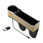 Caricatore USB multifunzionale per cellulare con scatola portaoggetti per seggiolino auto, Standard Black, Standard Red, Standard Beige, Standard Brown, QC3.0 Black, QC3.0 Red, QC3.0 Beige, QC3.0 Brown