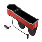 Caricatore USB multifunzionale per cellulare con scatola portaoggetti per seggiolino auto, Standard Black, Standard Red, Standard Beige, Standard Brown, QC3.0 Black, QC3.0 Red, QC3.0 Beige, QC3.0 Brown