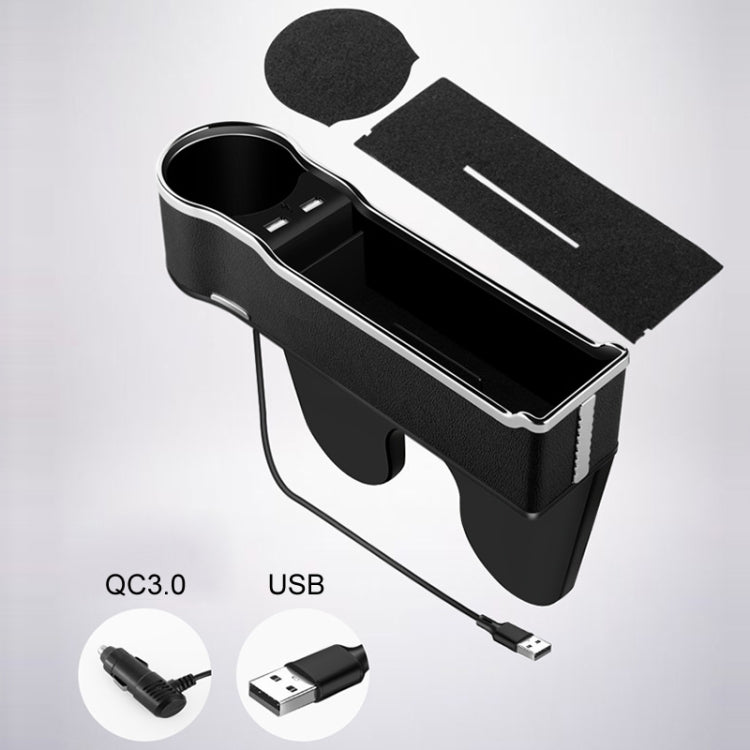 Caricatore USB multifunzionale per cellulare con scatola portaoggetti per seggiolino auto, Standard Black, Standard Red, Standard Beige, Standard Brown, QC3.0 Black, QC3.0 Red, QC3.0 Beige, QC3.0 Brown