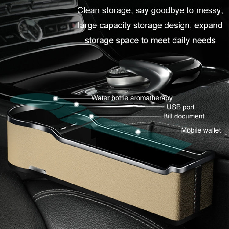 Caricatore USB multifunzionale per cellulare con scatola portaoggetti per seggiolino auto, Standard Black, Standard Red, Standard Beige, Standard Brown, QC3.0 Black, QC3.0 Red, QC3.0 Beige, QC3.0 Brown