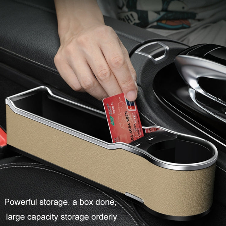 Caricatore USB multifunzionale per cellulare con scatola portaoggetti per seggiolino auto, Standard Black, Standard Red, Standard Beige, Standard Brown, QC3.0 Black, QC3.0 Red, QC3.0 Beige, QC3.0 Brown