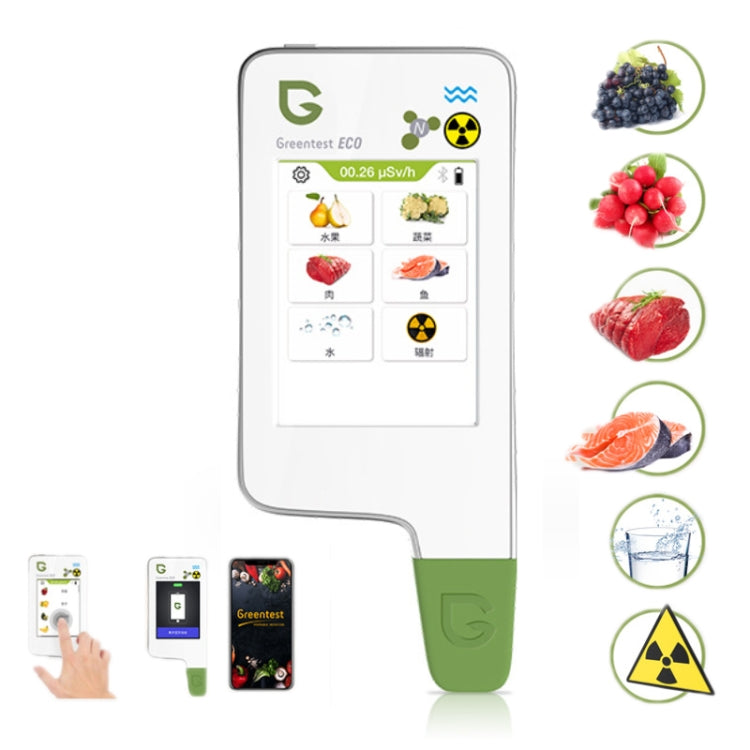 Greentest ECO6 Verdura, frutta, carne Alimenti Nitrati Qualità dell'acqua Rilevatore di radiazioni nucleari Ambientali, Spina UE, ECO6 White, ECO6 Black