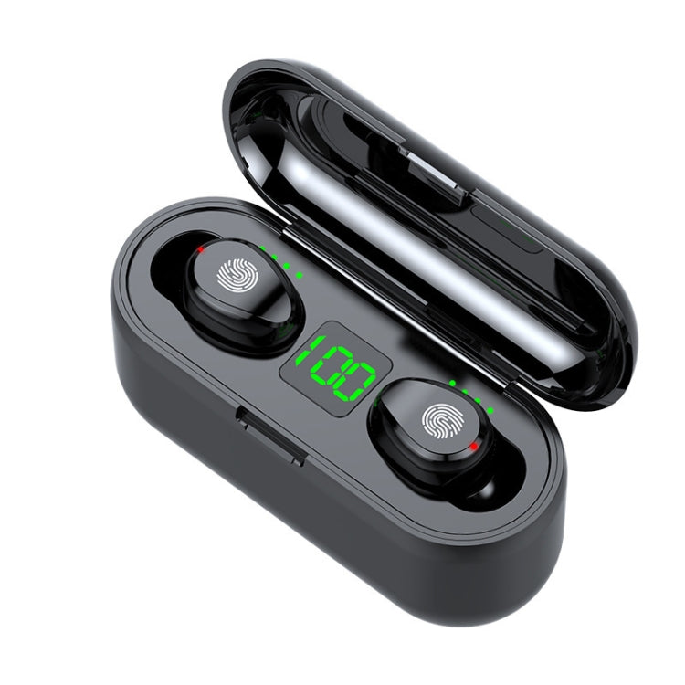 Auricolare Bluetooth a lunga durata con display digitale a LED, wireless, in-ear, con cancellazione del rumore, F9-2