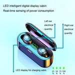 Auricolare Bluetooth a lunga durata con display digitale a LED, wireless, in-ear, con cancellazione del rumore, F9-2