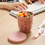 Tazza per snack di frutta e verdura da 600 ml con coperchio e forchetta, scatola per insalata ermetica a prova di perdite