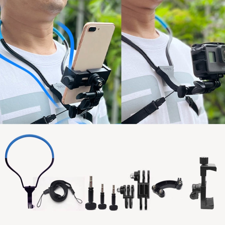 TUYU Supporto per fotocamera da collo Supporto per fascia toracica per telefono cellulare per riprese video // POV, Standard (Black), Standard (Blue), With Phone Clip (Black), With Phone Clip (Blue), Vertical Shooting (Black), Vertical Shooting (Blue)�...