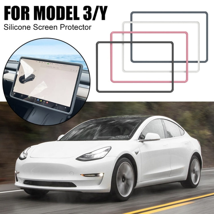 Per Tesla Model3/Y Cornice in silicone con copertura protettiva per paraurti schermo, For Tesla Model3/Y Black, For Tesla Model3/Y Pink, For Tesla Model3/Y White, For Tesla Model3/Y Gray