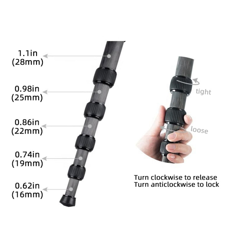 Supporto per selfie con bastone da alpinismo per monopiede per fotocamera DSLR in fibra di carbonio, P285C