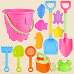 13 pezzi/set giocattoli da spiaggia per bambini set grande pala da sabbia secchio strumenti per scavare la sabbia clessidra, Blue Round Castle, Pink Round Castle, Green Round Castle, Blue Lace Barrel, Pink Lace Barrel, Purple Lace Barrel               ...