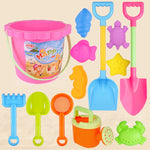 13 pezzi/set giocattoli da spiaggia per bambini set grande pala da sabbia secchio strumenti per scavare la sabbia clessidra, Blue Round Castle, Pink Round Castle, Green Round Castle, Blue Lace Barrel, Pink Lace Barrel, Purple Lace Barrel               ...