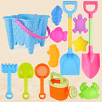 13 pezzi/set giocattoli da spiaggia per bambini set grande pala da sabbia secchio strumenti per scavare la sabbia clessidra, Blue Round Castle, Pink Round Castle, Green Round Castle, Blue Lace Barrel, Pink Lace Barrel, Purple Lace Barrel               ...