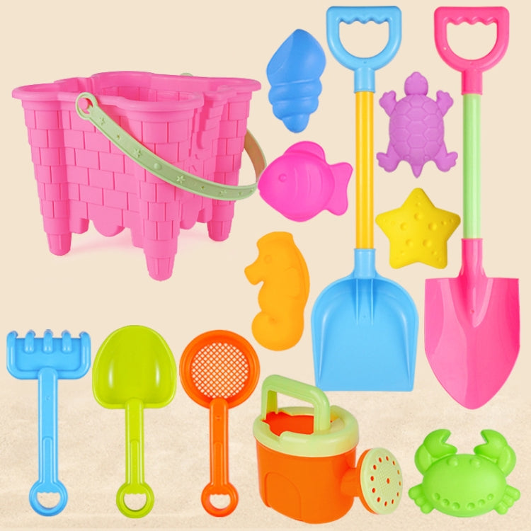 13 pezzi/set giocattoli da spiaggia per bambini set grande pala da sabbia secchio strumenti per scavare la sabbia clessidra, Blue Round Castle, Pink Round Castle, Green Round Castle, Blue Lace Barrel, Pink Lace Barrel, Purple Lace Barrel               ...