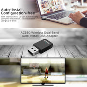 Tenda U9 650Mbs Scheda di rete wireless USB senza unità Ricevitore WiFi per laptop desktop dual band 5G