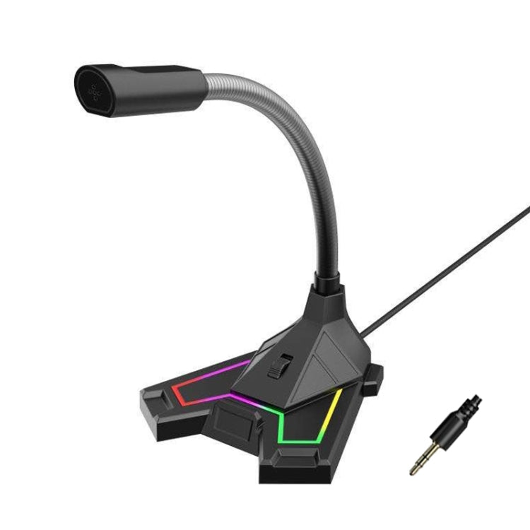 Microfono RGB Microfono per video vocale dal vivo per giochi domestici, USB, 3.5mm