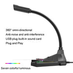 Microfono USB 3.5mm con LED RGB per video e giochi