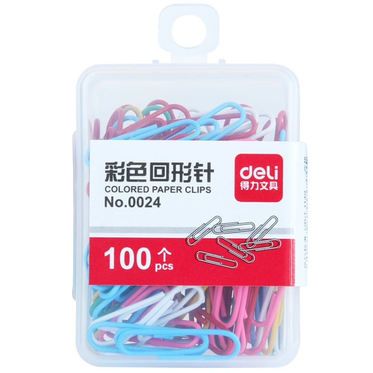 Deli 0024 Graffette per carta a colori per classificazione e archiviazione di file da 100 pezzi/scatola da 2,8 cm, 100pcs Paper Clips