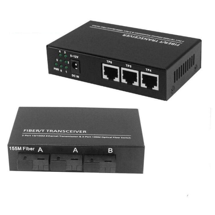 Switch Ethernet 10/100Mbps con 3 porte in fibra e 3 porte LAN Switch in fibra ottica, 3 Fiber Port & 3 LAN Port  100Mbps