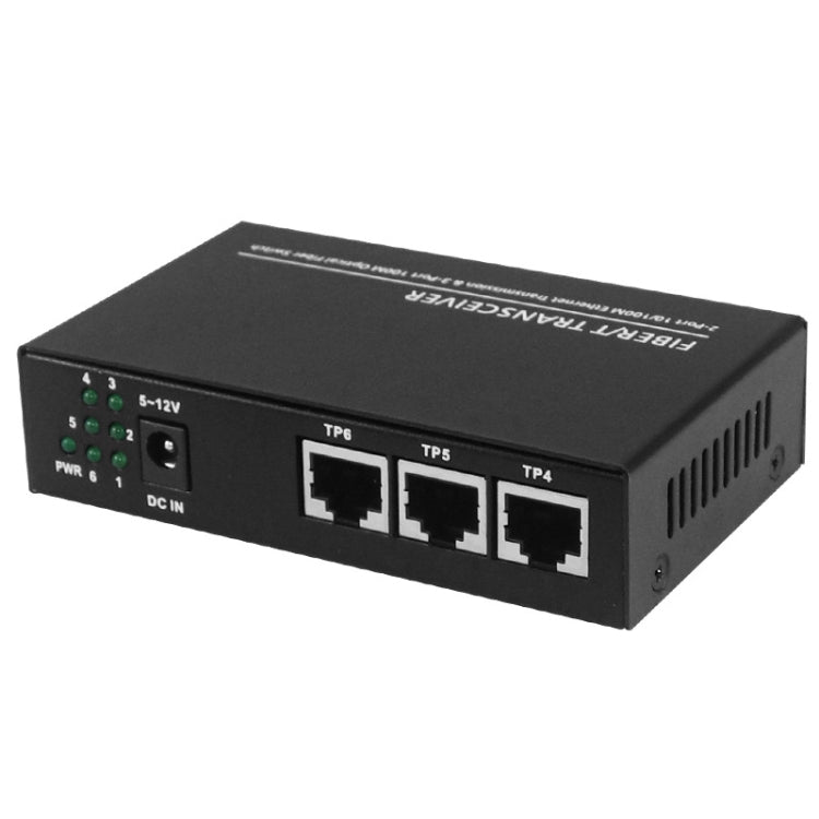 Switch Ethernet 10/100Mbps con 3 porte in fibra e 3 porte LAN Switch in fibra ottica, 3 Fiber Port & 3 LAN Port  100Mbps