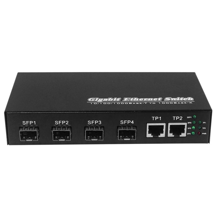 Switch in fibra ottica con 2 porte RJ45 10/100/1000 e 4 porte SFP da 1000 M, 4  SFP Port & 2 LAN Port  1000Mbps