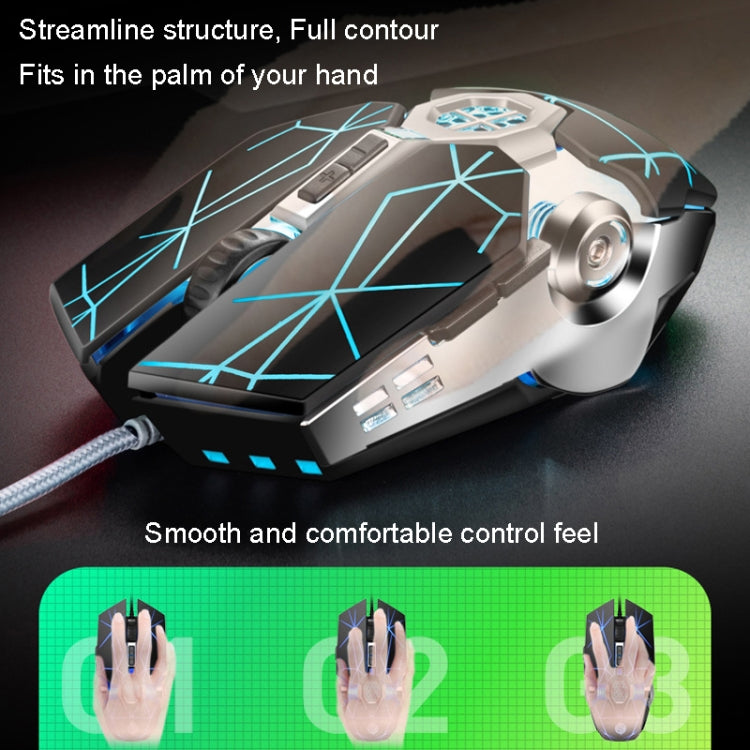 Mouse meccanico K-Snake Q7 Game cablato, illuminato a 7 colori, USB 4000 DPI, Q7 Scrub Black, Q7 Silver Gray, Q7 White