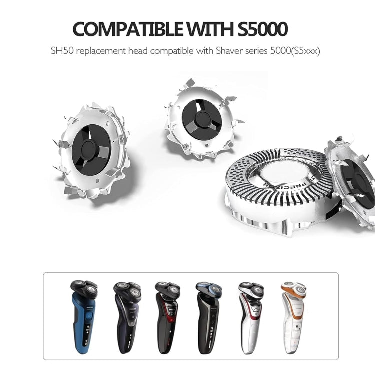 Per rasoio elettrico Philips serie S5000 SH50 testina di ricambio con tre testine integrali, SH50  Blade Head