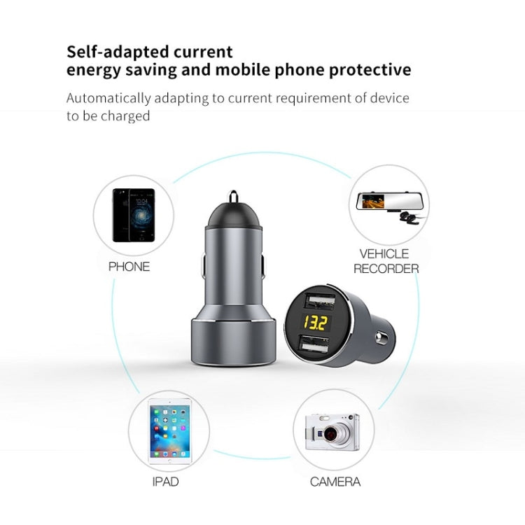 Mini caricatore da auto multifunzionale con doppio display digitale USB