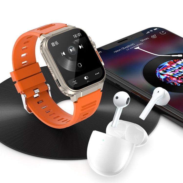 A70 1.96 pollici monitoraggio sanitario multifunzionale IP68 impermeabile chiamata Bluetooth Smart Watch, Black, Orange