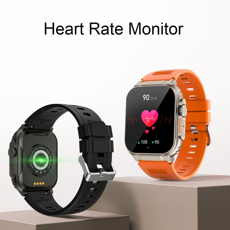 A70 1.96 pollici monitoraggio sanitario multifunzionale IP68 impermeabile chiamata Bluetooth Smart Watch, Black, Orange