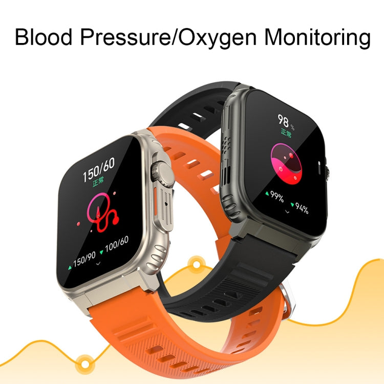 A70 1.96 pollici monitoraggio sanitario multifunzionale IP68 impermeabile chiamata Bluetooth Smart Watch, Black, Orange
