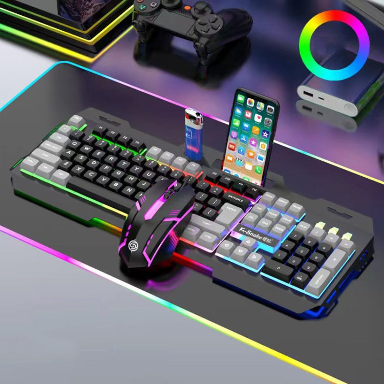 Kit tastiera e mouse K-Snake Mechanical Feel Tastiera per computer con 104 tasti cablati USB, Keyboard+Mouse (Black Gray), Keyboard+Mouse (White Blue), Keyboard+Mouse (White), Keyboard+Mouse (Black), Single Keyboard (White), Single Keyboard (Black)