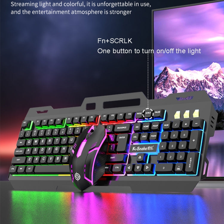 Kit tastiera e mouse K-Snake Mechanical Feel Tastiera per computer con 104 tasti cablati USB, Keyboard+Mouse (Black Gray), Keyboard+Mouse (White Blue), Keyboard+Mouse (White), Keyboard+Mouse (Black), Single Keyboard (White), Single Keyboard (Black)