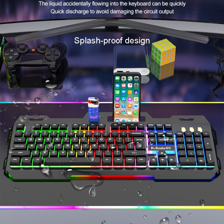 Kit tastiera e mouse K-Snake Mechanical Feel Tastiera per computer con 104 tasti cablati USB, Keyboard+Mouse (Black Gray), Keyboard+Mouse (White Blue), Keyboard+Mouse (White), Keyboard+Mouse (Black), Single Keyboard (White), Single Keyboard (Black)