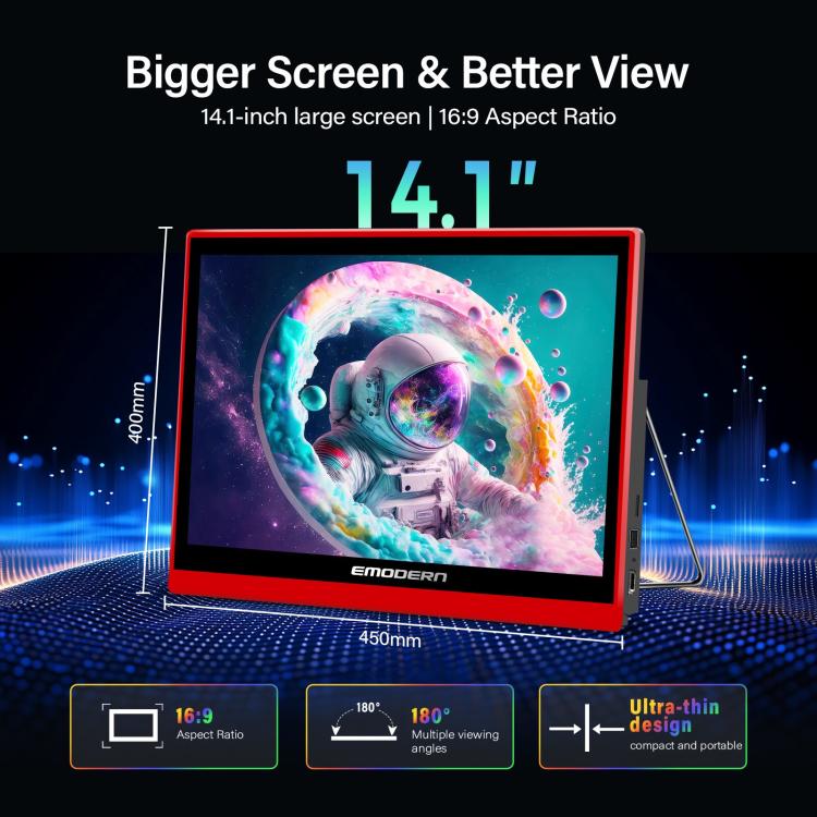 EMODERN 14.1-Inch Android 15 Portable Smart TV Supports Voice Remote Control, US Plug, EU Plug