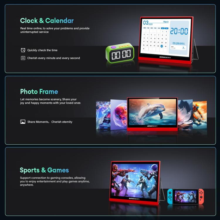 EMODERN 14.1-Inch Android 15 Portable Smart TV Supports Voice Remote Control, US Plug, EU Plug