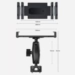 Staffa per tablet poggiatesta pieghevole estensibile per sedile posteriore dell'auto, Plastic Clamp Arm, Metal Clamp Arm