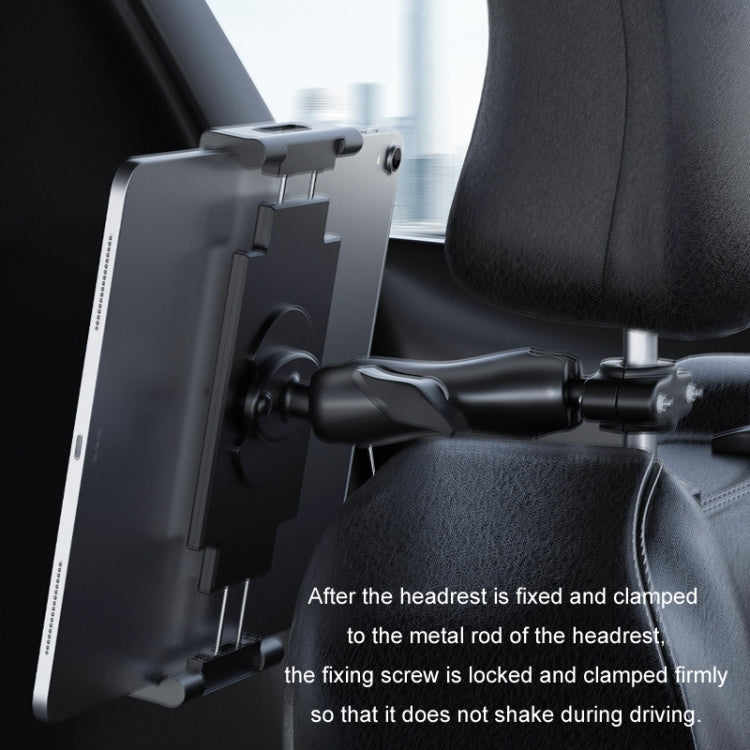 Staffa per tablet poggiatesta pieghevole estensibile per sedile posteriore dell'auto, Plastic Clamp Arm, Metal Clamp Arm