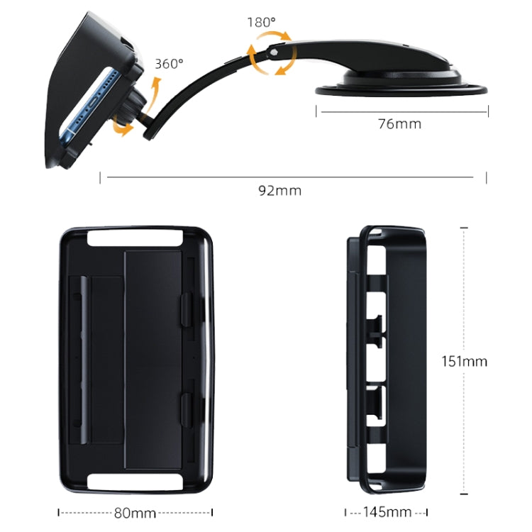 Supporto per cellulare da cruscotto con ventosa per auto con supporto per auto girevole pieghevole e parasole, Joint Model, Hose Model