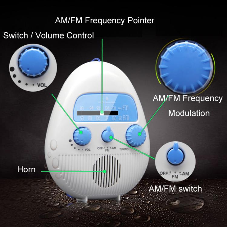 Portable Waterproof FM Radio With Hanging Rope For Bathroom, SY-900