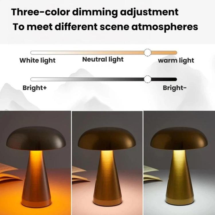 Lampada da tavolo per bar/ristorante, lampada da comodino per creare atmosfera, ricaricabile, a forma di fungo, luce notturna dimmerabile