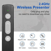 Penna puntatore laser elettronico con penna per girare la pagina del laser PPT wireless USB multifunzionale da 2,4 GHz, K200