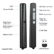 Penna puntatore laser elettronico con penna per girare la pagina del laser PPT wireless USB multifunzionale da 2,4 GHz, K200