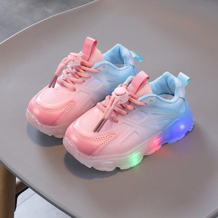WISDOMFROG Scarpe da ginnastica per ragazze LED illuminate per ragazzi Scarpe in maglia sfumata Calzature per bambini, 21, 22, 23, 24, 25, 26, 27, 28