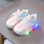 WISDOMFROG Scarpe da ginnastica per ragazze LED illuminate per ragazzi Scarpe in maglia sfumata Calzature per bambini, 21, 22, 23, 24, 25, 26, 27, 28