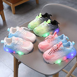 WISDOMFROG Scarpe da ginnastica per ragazze LED illuminate per ragazzi Scarpe in maglia sfumata Calzature per bambini, 21, 22, 23, 24, 25, 26, 27, 28