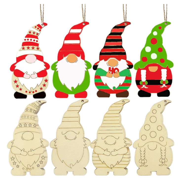 Albero di Natale Dipinto fai da te Decorazioni pendenti in legno con elfi nani, 4pcs/set, 8pcs/set, 12pcs/set, 32pcs/set