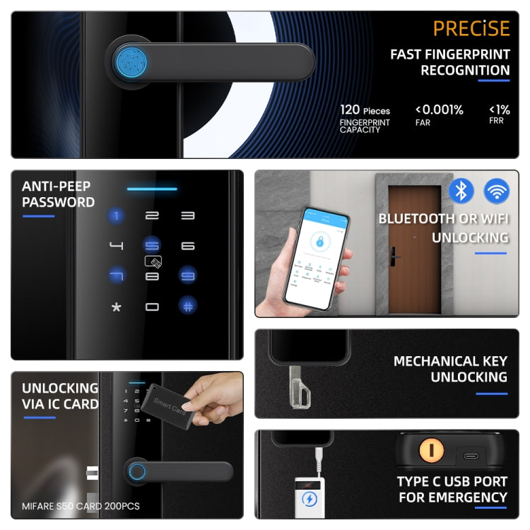 Serratura elettronica smart WiFi C91 con impronta digitale