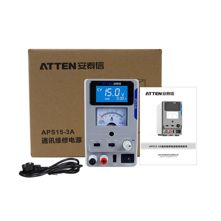 Alimentatore CC da laboratorio regolabile variabile digitale USB per riparazione mobile, spina europea, ATTEN APS22-5A 22V 5A, ATTEN APS15-3A 15V 3A