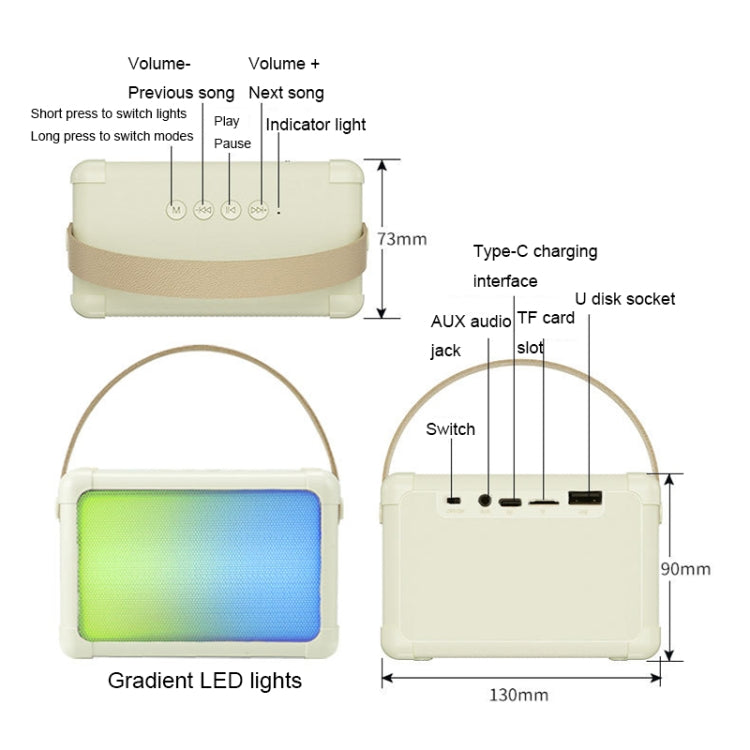 Altoparlante Bluetooth portatile con luci RGB e microfono