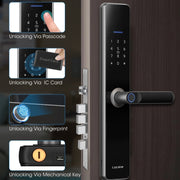 LOCSTAR Wifi Blocco impronte digitali Blocco password porta di sicurezza domestica Supporta lo sblocco remoto APP, A61 (Space Gray), A61 (Rose Gold)