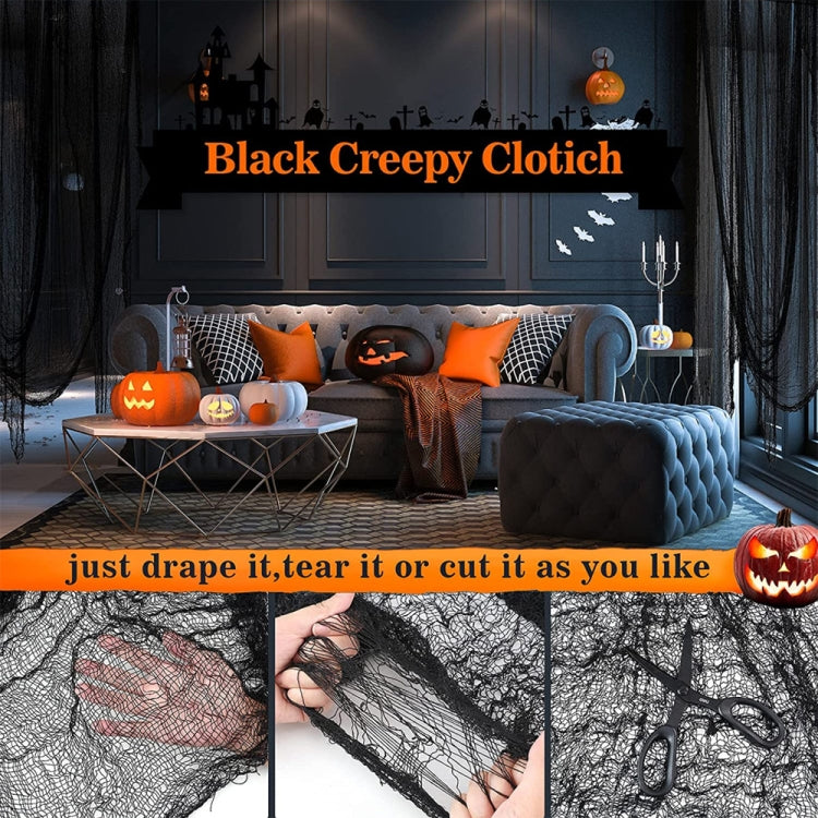 Garza decorativa fai da te in garza di Halloween, 76 x 183 cm, in cotone poliestere, casa stregata, Black Gauze, White Gauze, Beige Blood Stains Beige Blood Stains